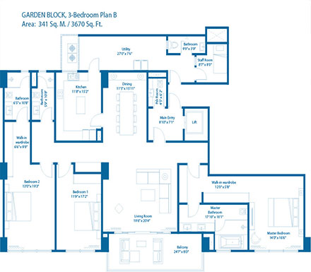 embassy-lake-terraces-3-bedroom-floor-plan