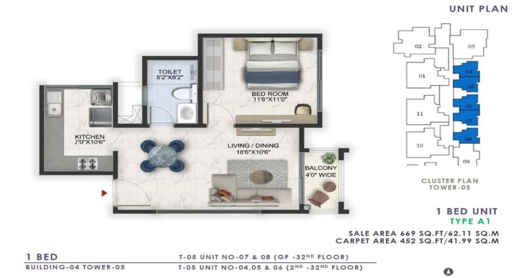 prestige-lavender-fields-1-bedroom-plan