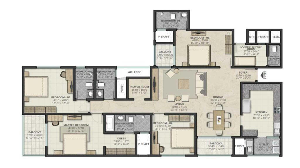 sobha-raj-vilas-4-bedroom-plan