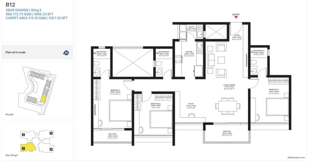 Sobha Townpark 1 BHK 753 sq.ft floor plan