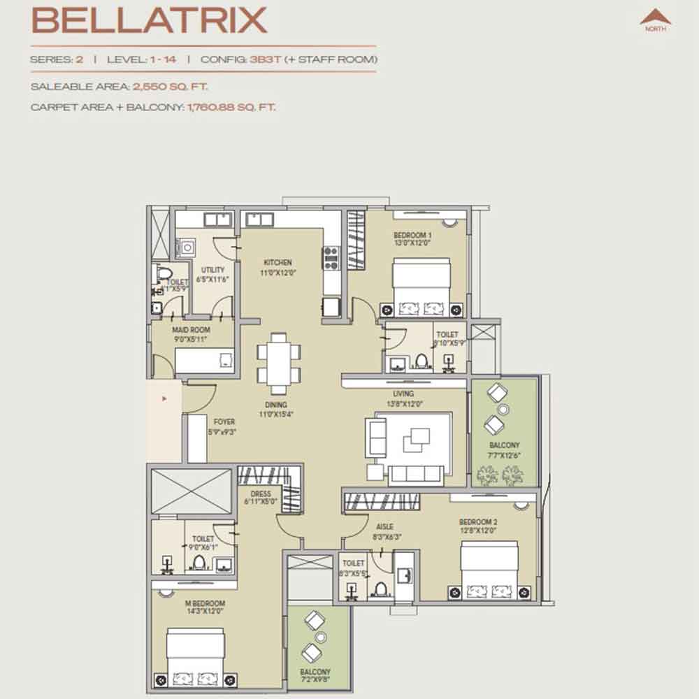 Century Astoria 4 BHK ~3,200 sq.ft floor plan