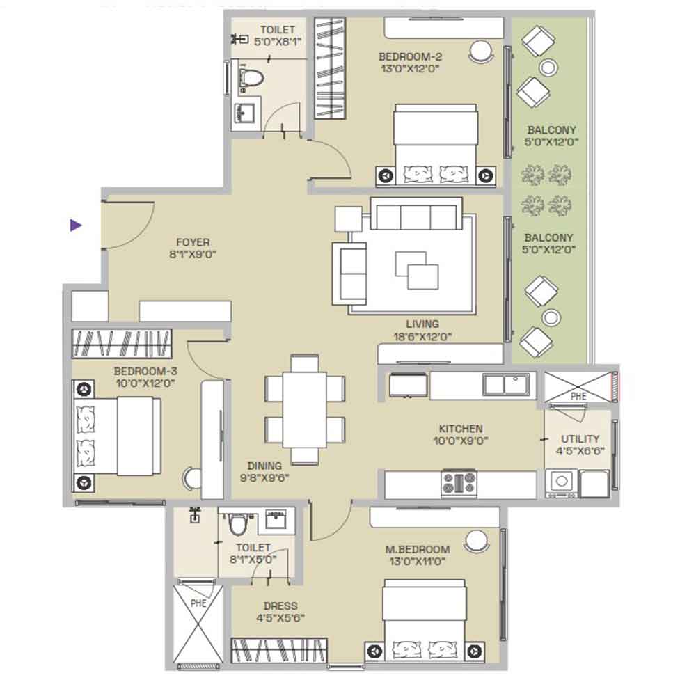 Century Mirai 4 BHK 3,115 sq.ft floor plan