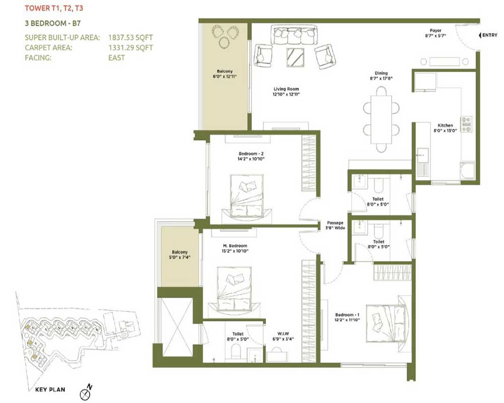 Embassy Green Shores Tower Layout floor plan