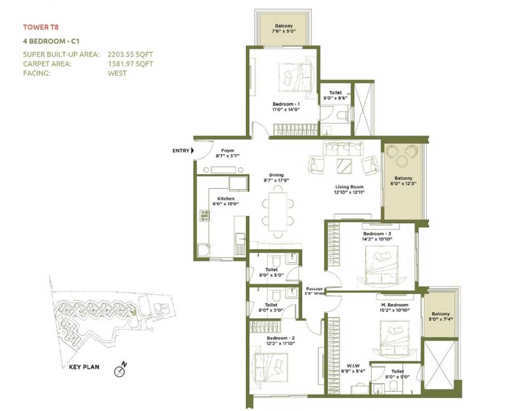 Embassy Green Shores 4 BHK floor plan