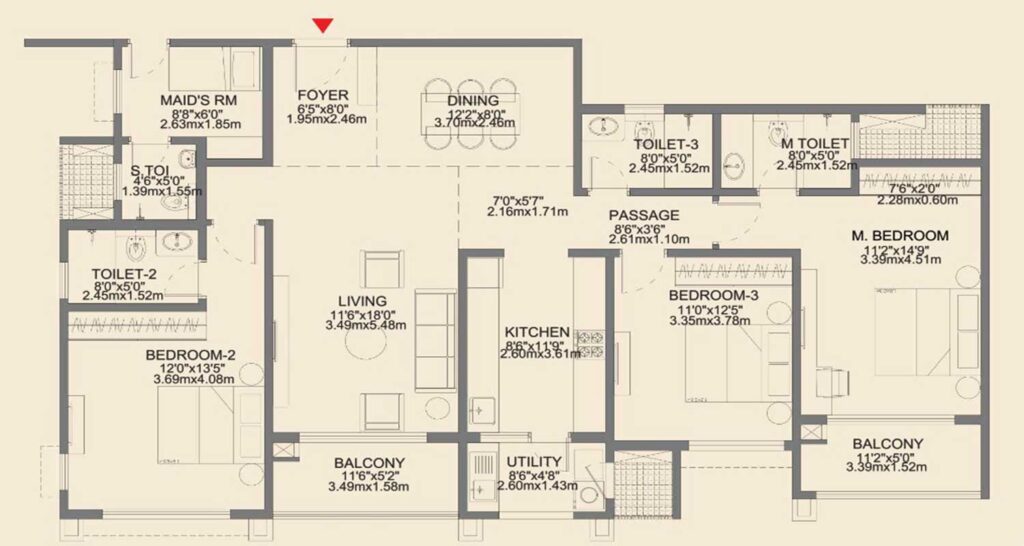 Godrej Aveline 4 BHK 2,491 sq.ft floor plan