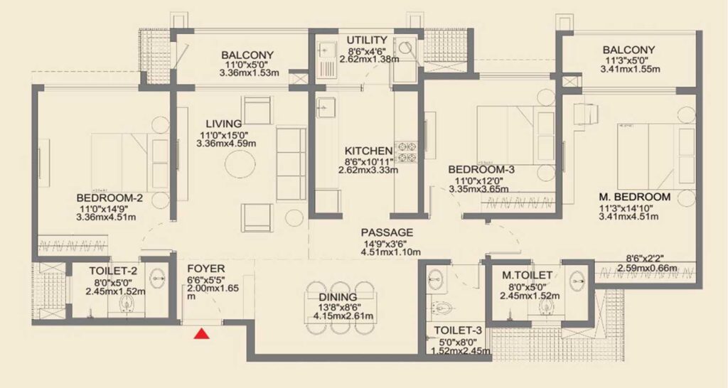 Godrej Aveline 3 BHK Large 1,908–2,195 sq.ft floor plan