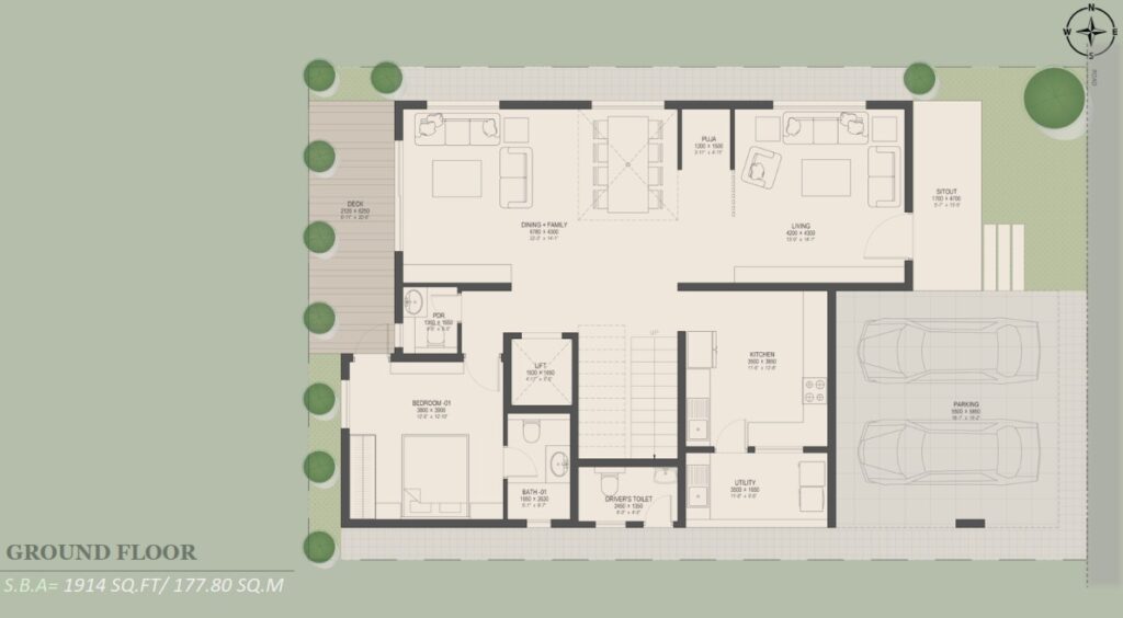 Nambiar Bannerghatta 5 BHK — 2,590 sq.ft. Plot | 4,531 sq.ft. SBA floor plan