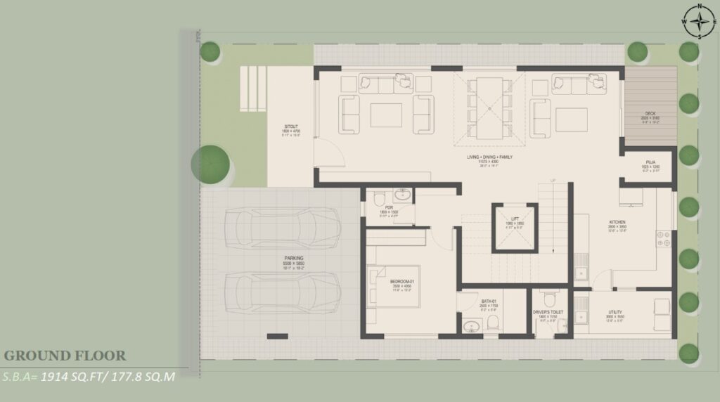 Nambiar Bannerghatta 4 BHK — 2,030 sq.ft. Plot | 3,552 sq.ft. SBA floor plan
