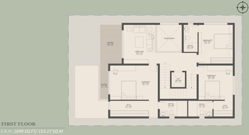 Nambiar Bannerghatta 4 BHK — 1,925 sq.ft. Plot | 3,369 sq.ft. SBA floor plan